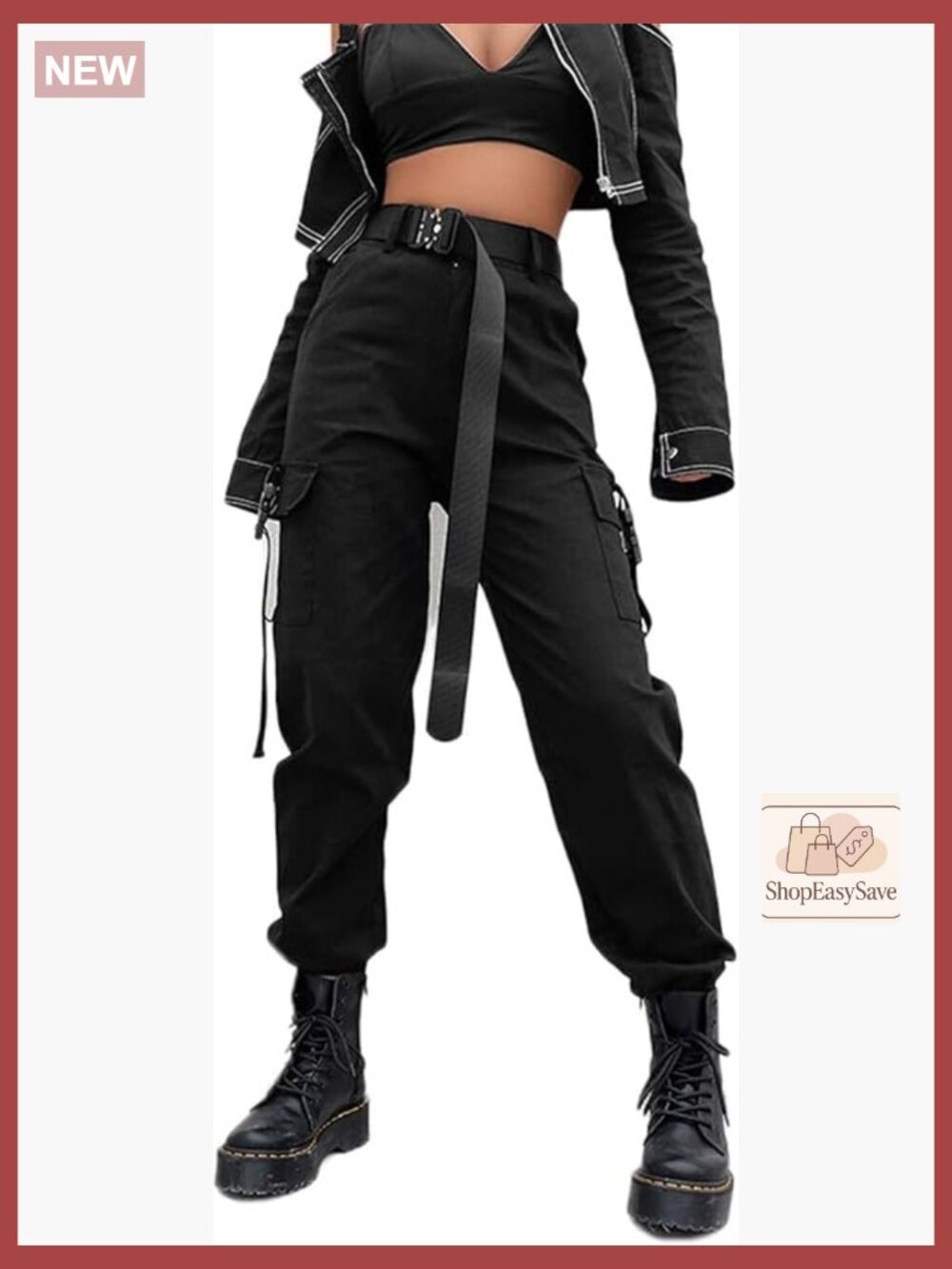 High Waisted Cargo Pants with Pockets Baggy Y2k Streetwear - Picture 1 of 7
